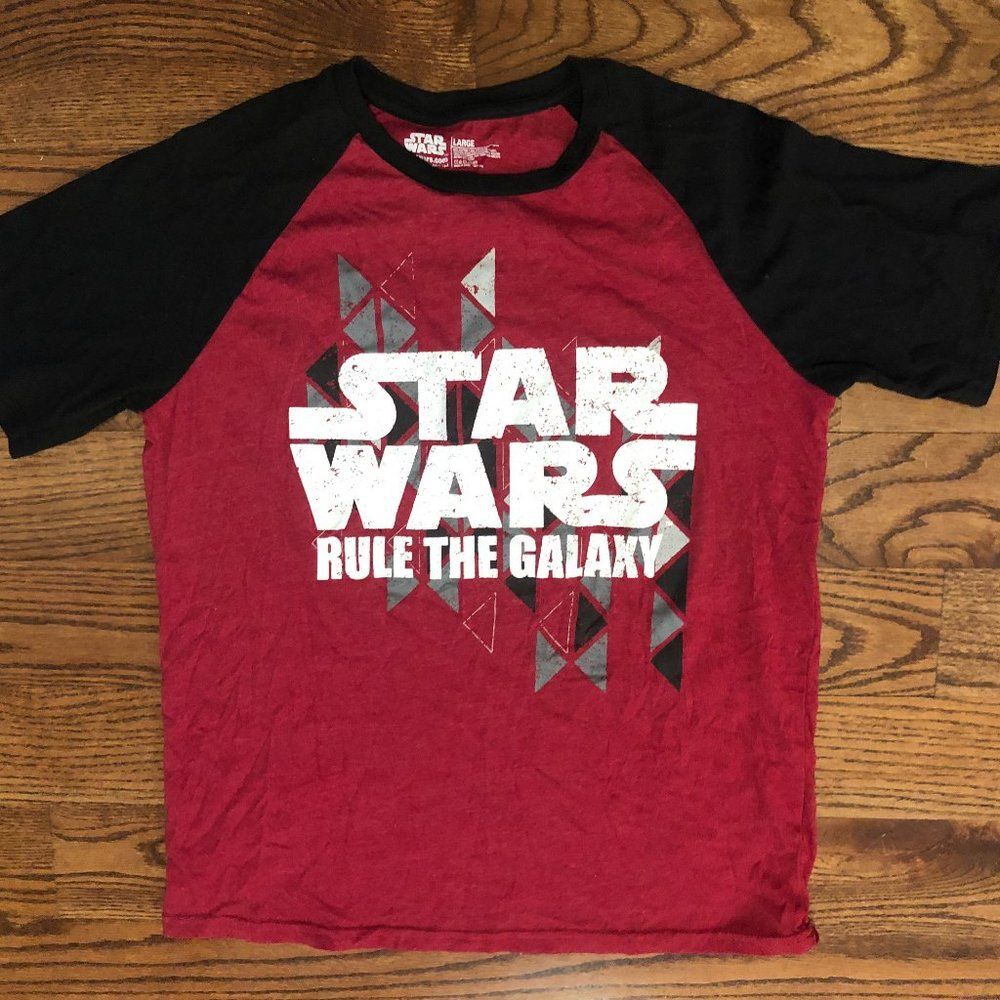 Star Wars Rule The Galaxy Short Sleeve Red Black T-Shirt Men's Large